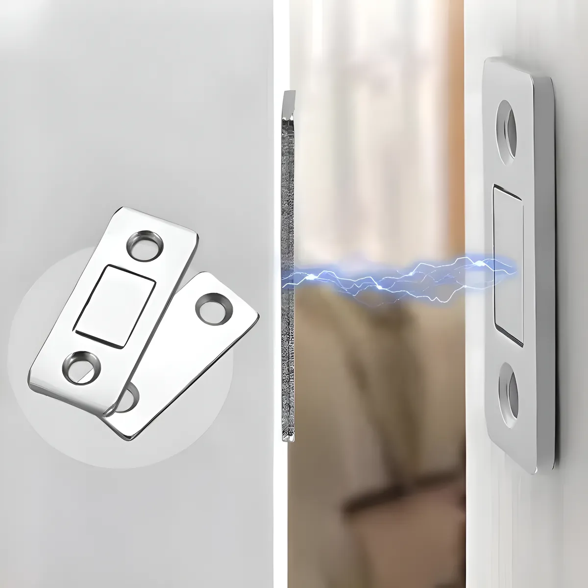 1 Par De Imanes Armario Puertas Cajones Plateado