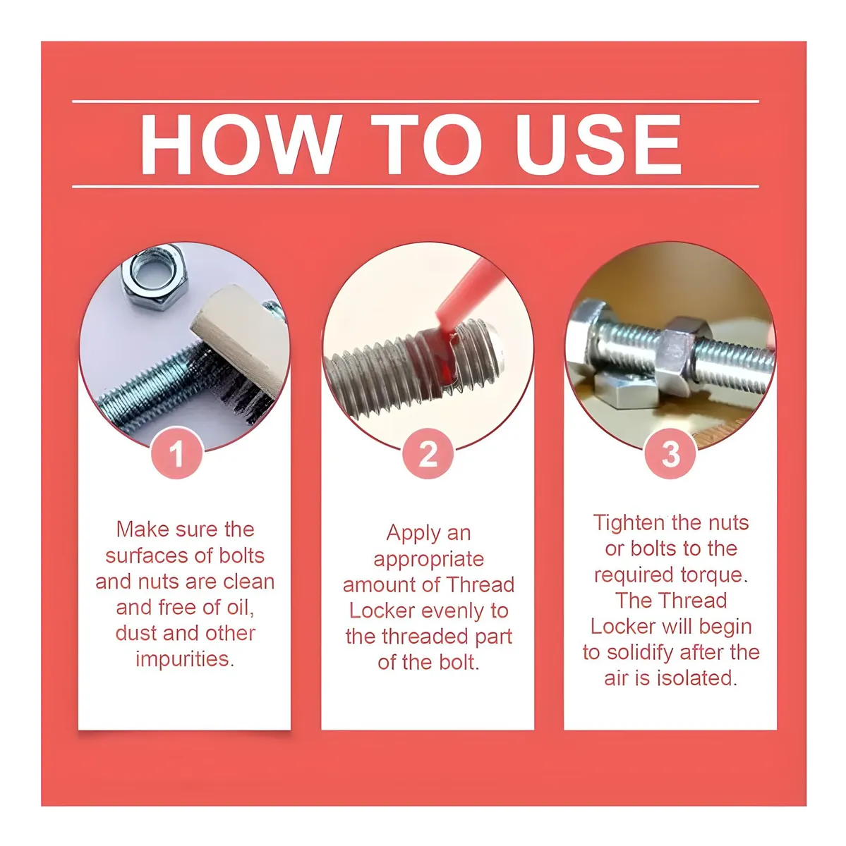 10ml Fijador Roscas Locteft 272 Alta Resistencia Temperatura Rojo