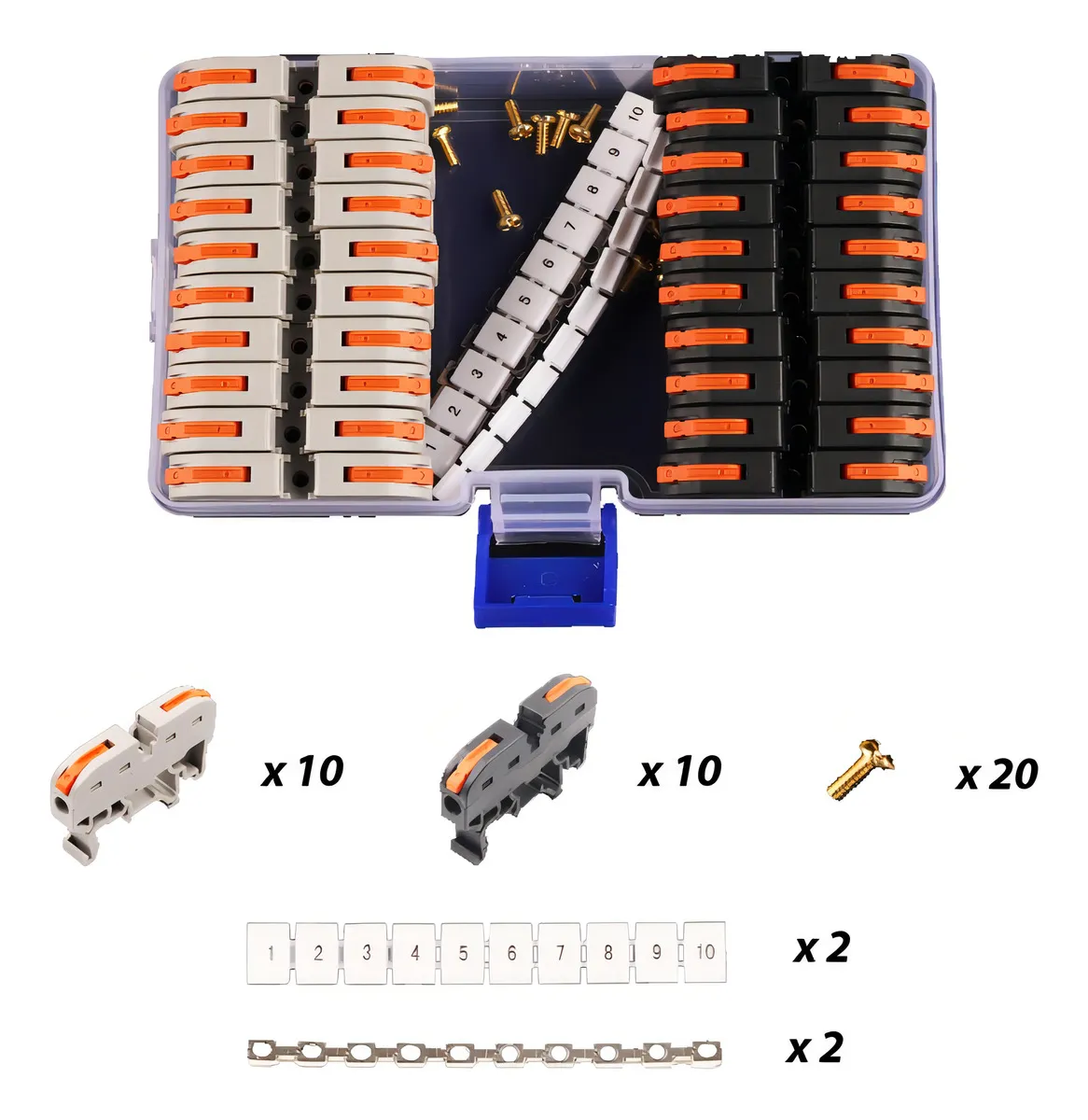 20 Clemas Grises/negras Diygo 211 Splicing Type Conectores Con Puentes Interconexión Color 10 Grises 10 Negras