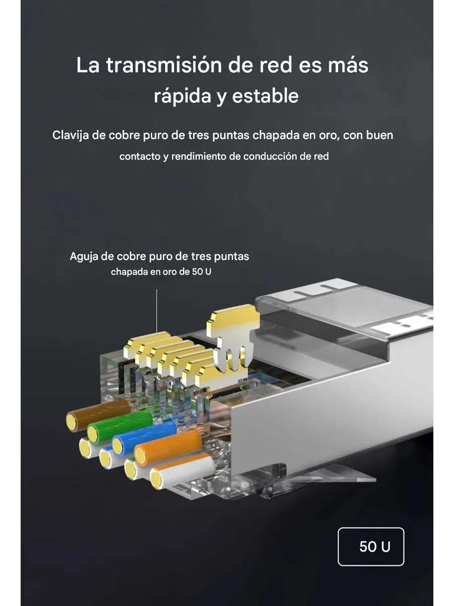 50 Conectores Blindados Ethernet Rj45 Cat7 Dorado