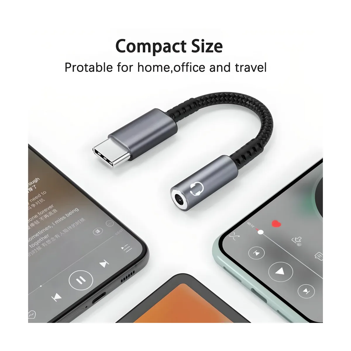 Adaptador Audio Dac Tipo C A Plug 3.5mm Hires Hifi 48khz Negro 5.0