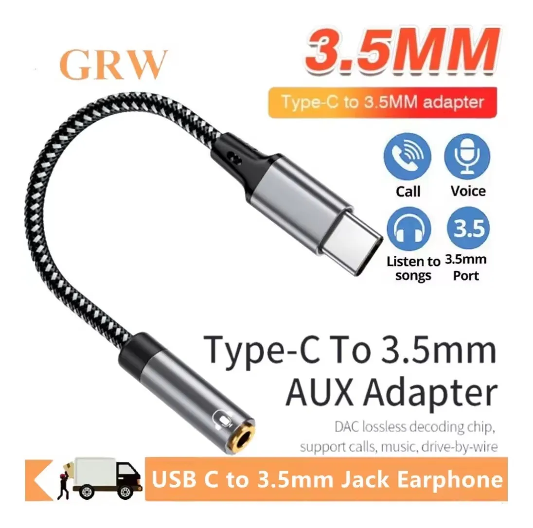 Adaptador De Audio Dac Tipo C A Jack 3.5mm Hires Hifi Plata Negro/plateado
