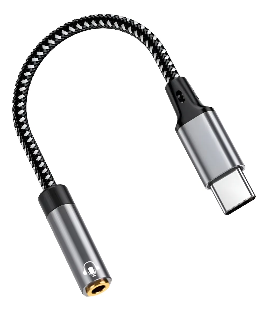 Adaptador De Audio Dac Tipo C A Jack 3.5mm Hires Hifi Plata Negro/plateado