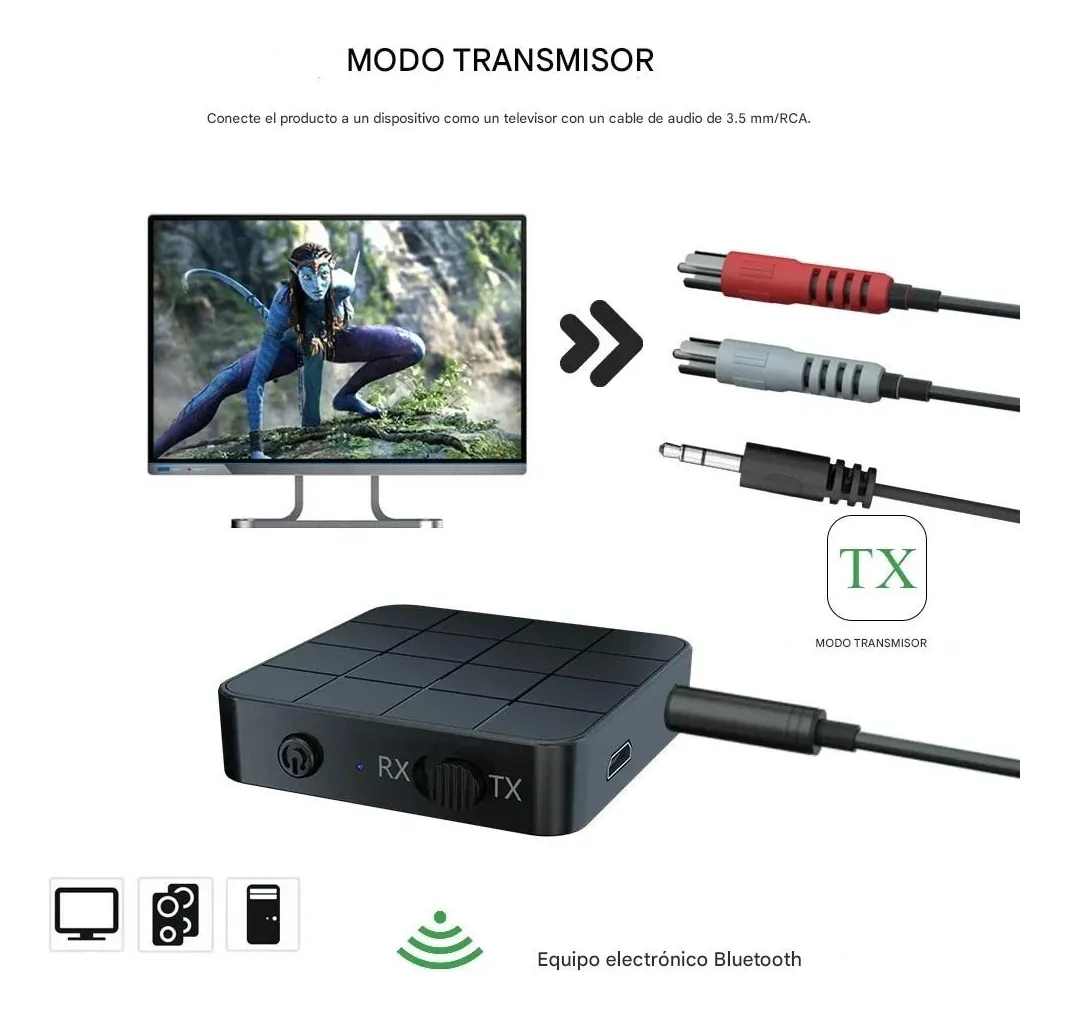 Adaptador Emisor Receptor 2 En 1 Bluetooth 5.0 Kn321