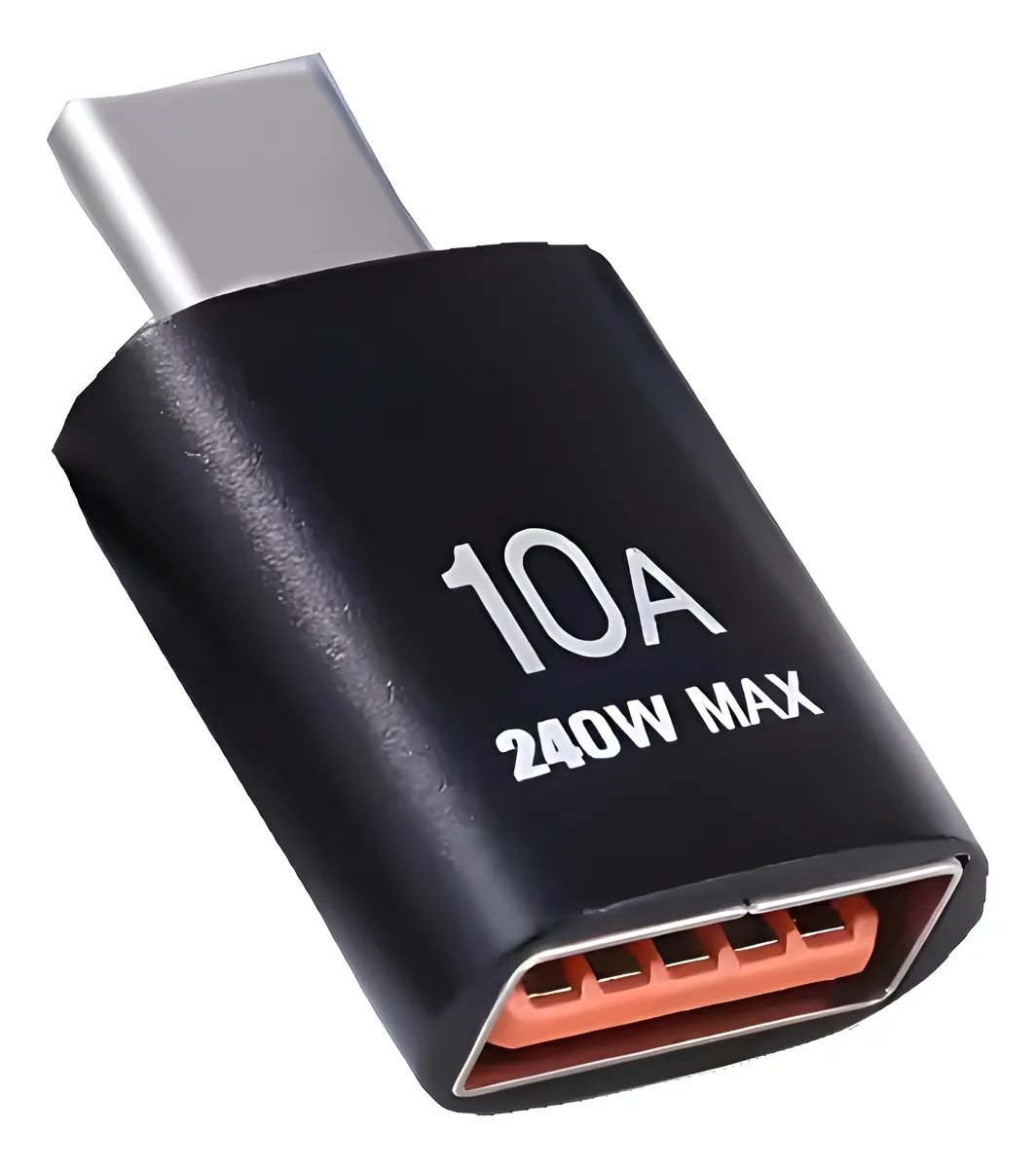 Adaptador Otg Usb A 3.0 A Tipo C Fast Charge & Transfer Negro Con Naranja