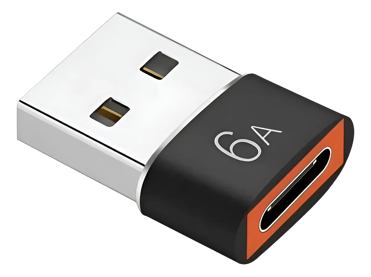 Adaptador Otg Usb Tipo C A Usb A 3.0 Fast Charge & Transfer Negro Con Naranja