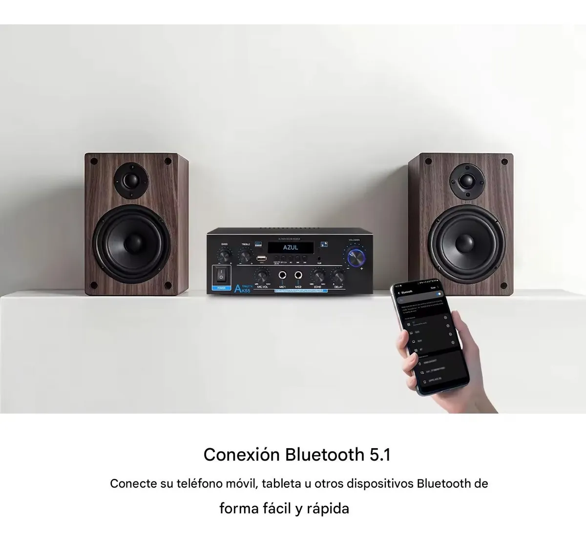 Amplificador Audio Bluetooth Usb 2 Canales Hi-fi 70w + 70w Negro 70 W