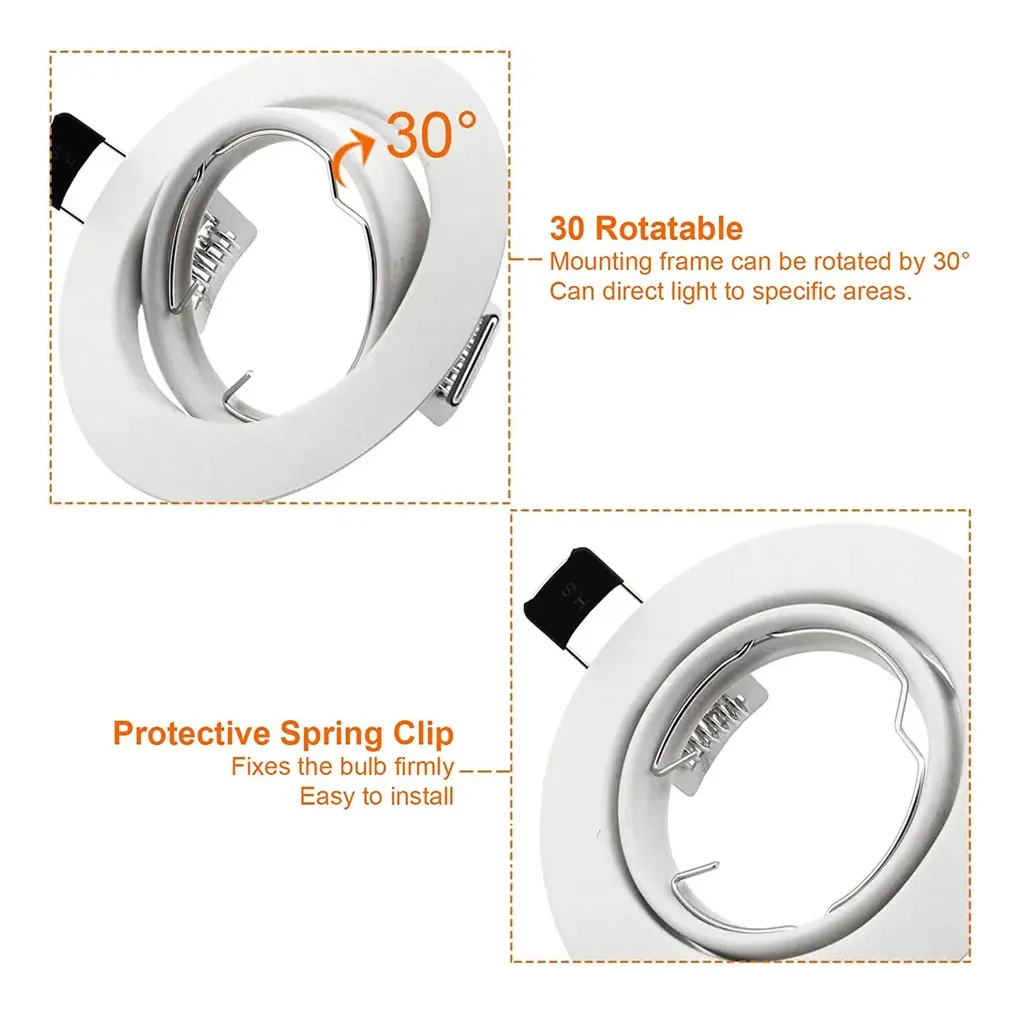 Base Empotrable Para Foco Spot Mr16 Gu10 50mm Blanco
