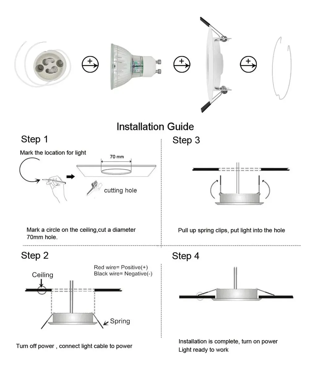 Base Empotrable Para Foco Spot Mr16 Gu10 50mm Blanco