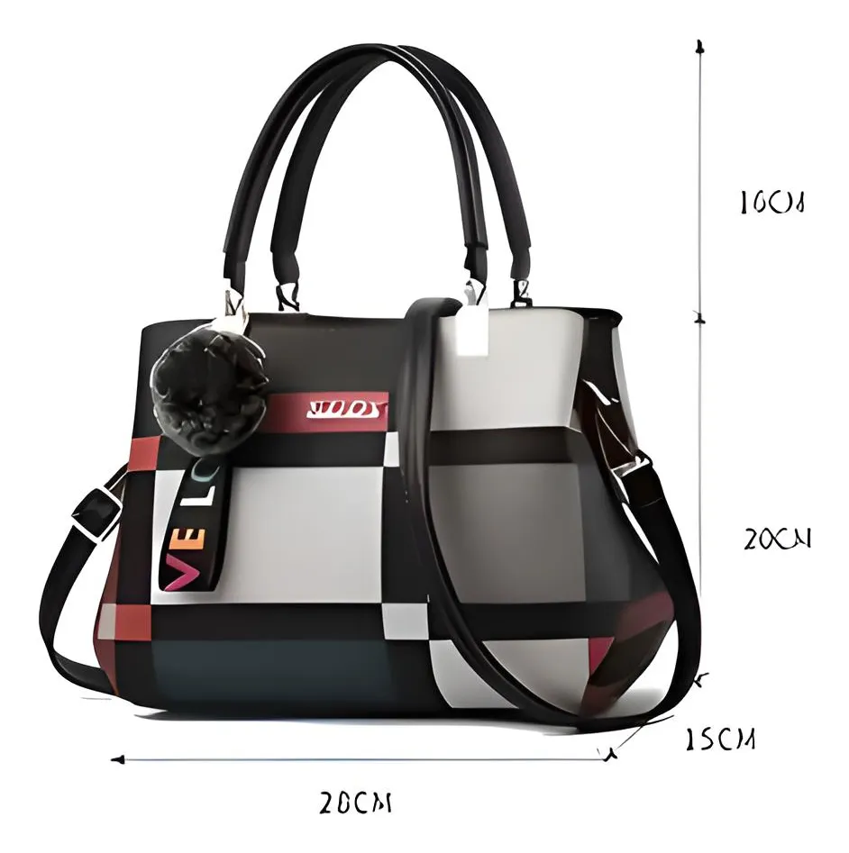 Bolso De Mano Mujer Fashion Kuoy Estilo Y Elegancia Beige Rayas Níquel