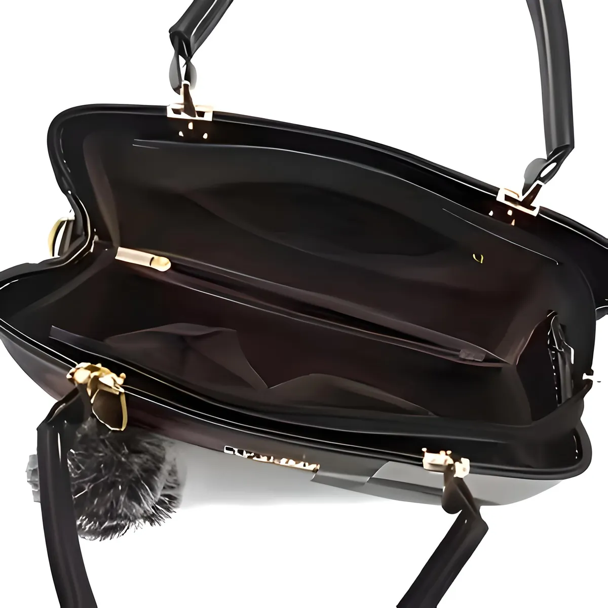 Bolso De Mano Mujer Fashion Kuoy Estilo Y Elegancia Beige Rayas Níquel