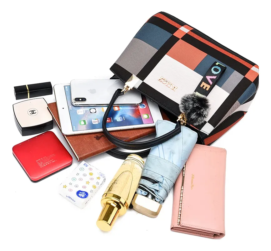 Bolso De Mano Mujer Fashion Kuoy Estilo Y Elegancia Black Cuadros Níquel