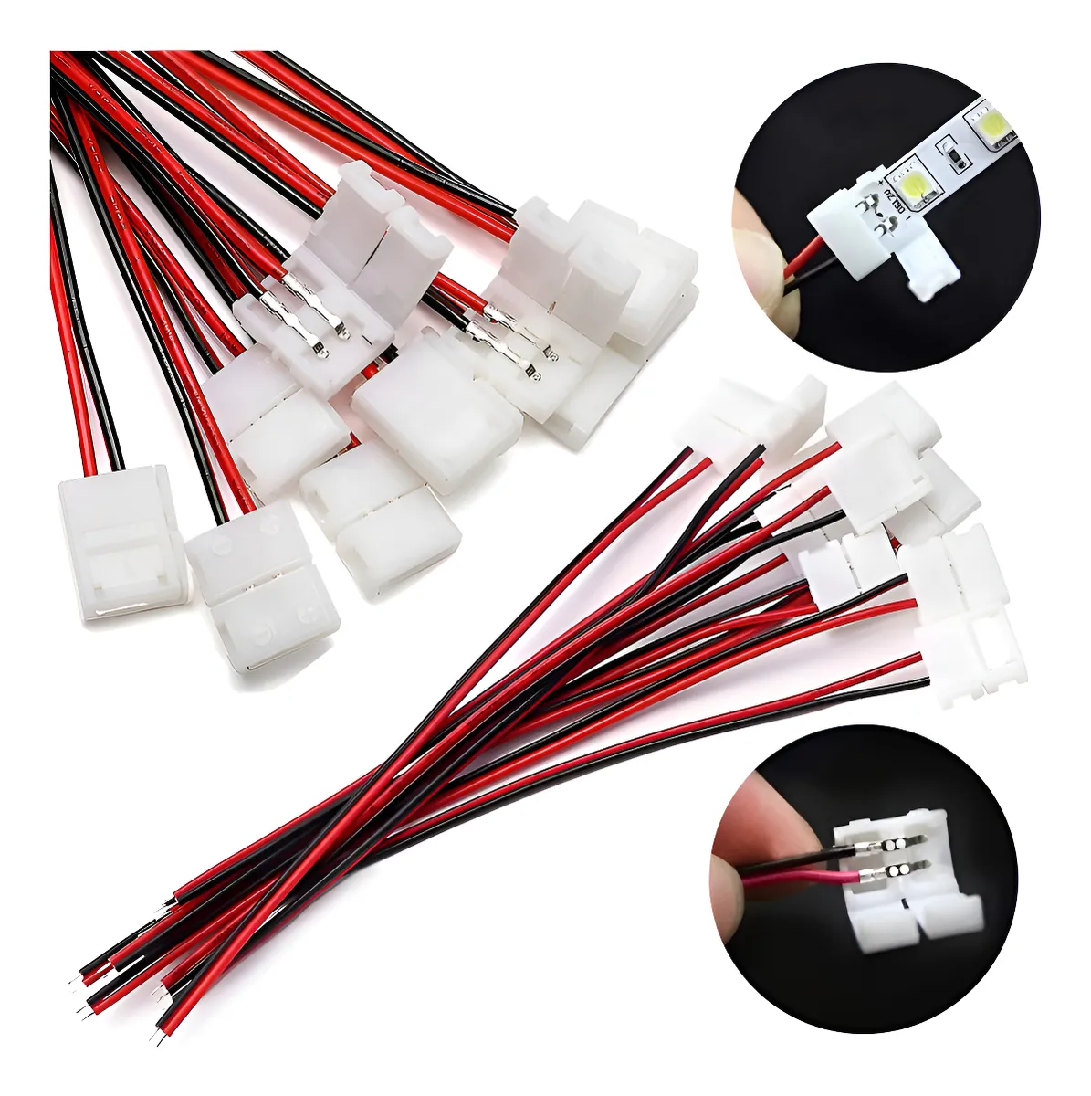 Cable Conector Broche Tira Led 2 Pines 8mm Smd 2835 Para Tiras Led 2 Pines 8mm De Ancho Unicolor