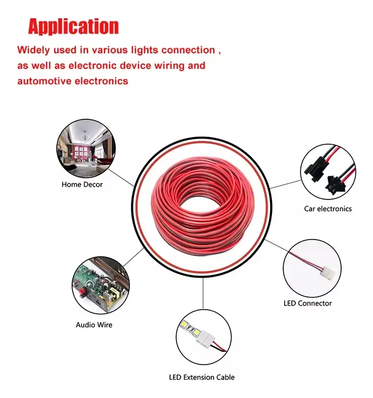 Cable Eléctrico 10m Calibre 22awg 2pin Tira Led