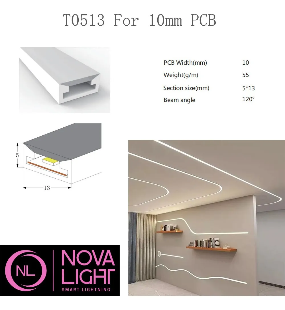 Canaleta Translucida Neon Flex 5m Silicón P/ Tiras Led 10mm Cualquier Color
