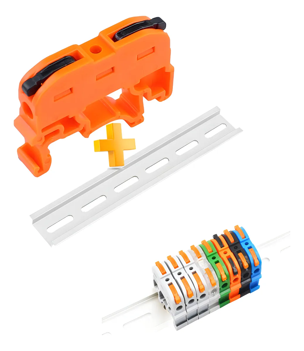 Clemas Conectores Electricos Palanca Riel Din Naranja