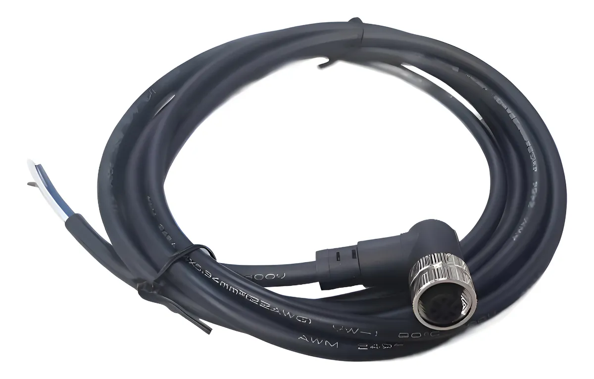 Conector M12 Hembra 4 Pines Tipo L Cable 2m Negro