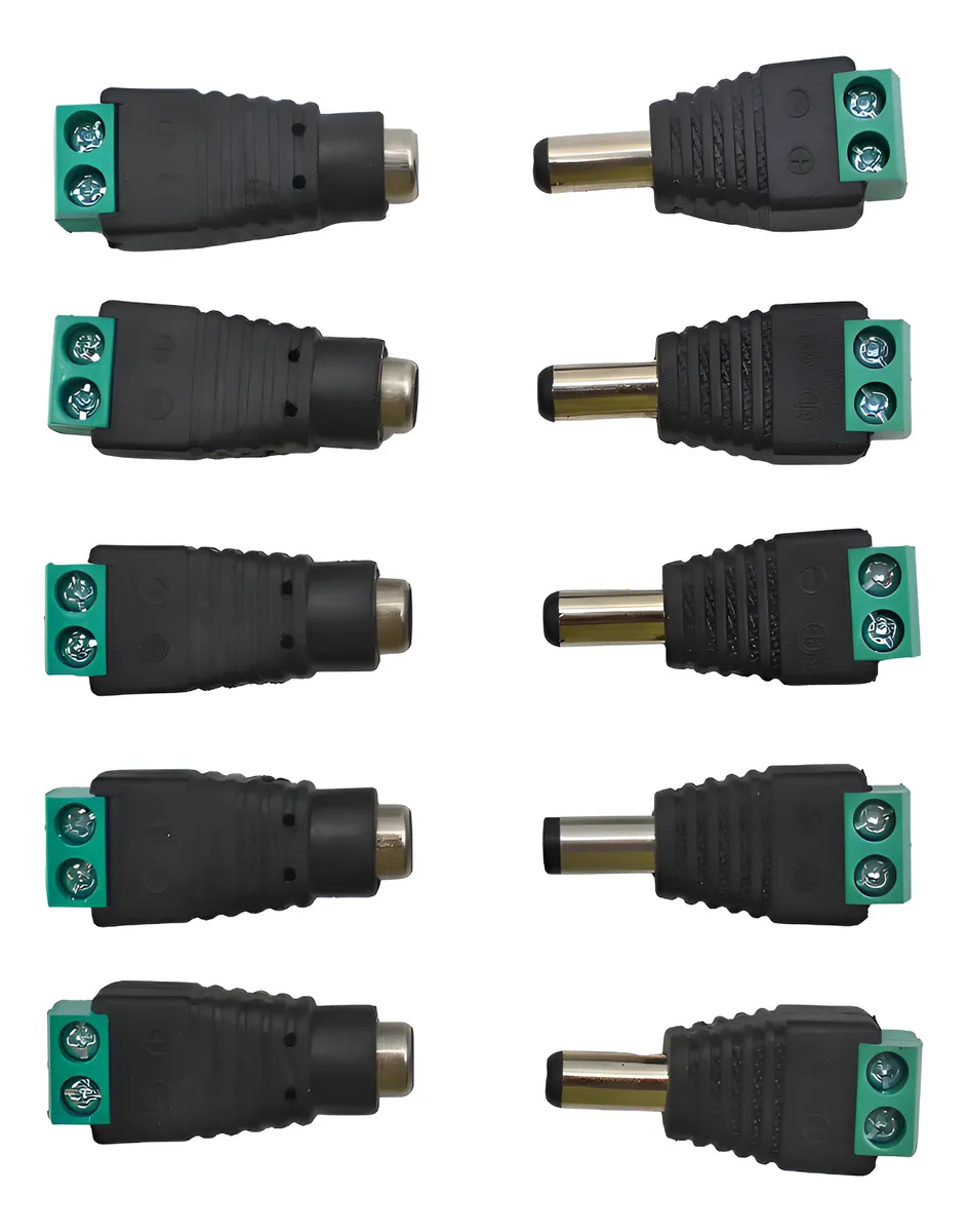 Conectores Dc 2.5mm X 5.5 Mm Cctv Diy Negro