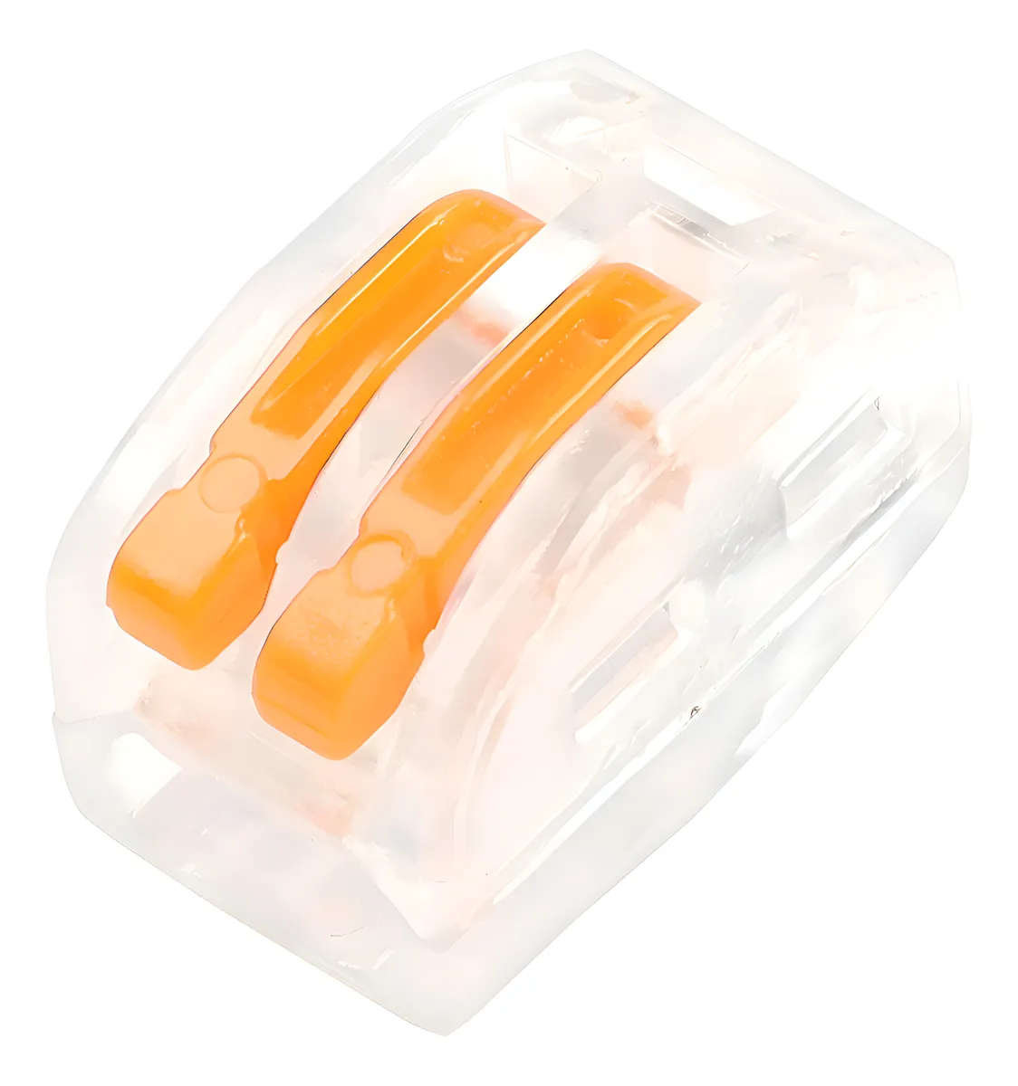 Conectores Hembra Palanca Tipo Wago 2 Pines Pct212t Transparente Con Palancas En Color Naranja