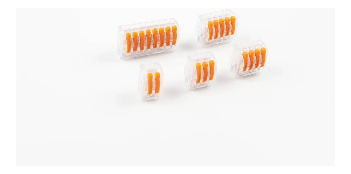 Conectores Hembra Palanca Tipo Wago 2 Pines Pct212t Transparente Con Palancas En Color Naranja
