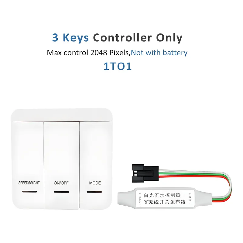Controlador + Control Led Secuencial Efecto Agua Corriendo Blanco