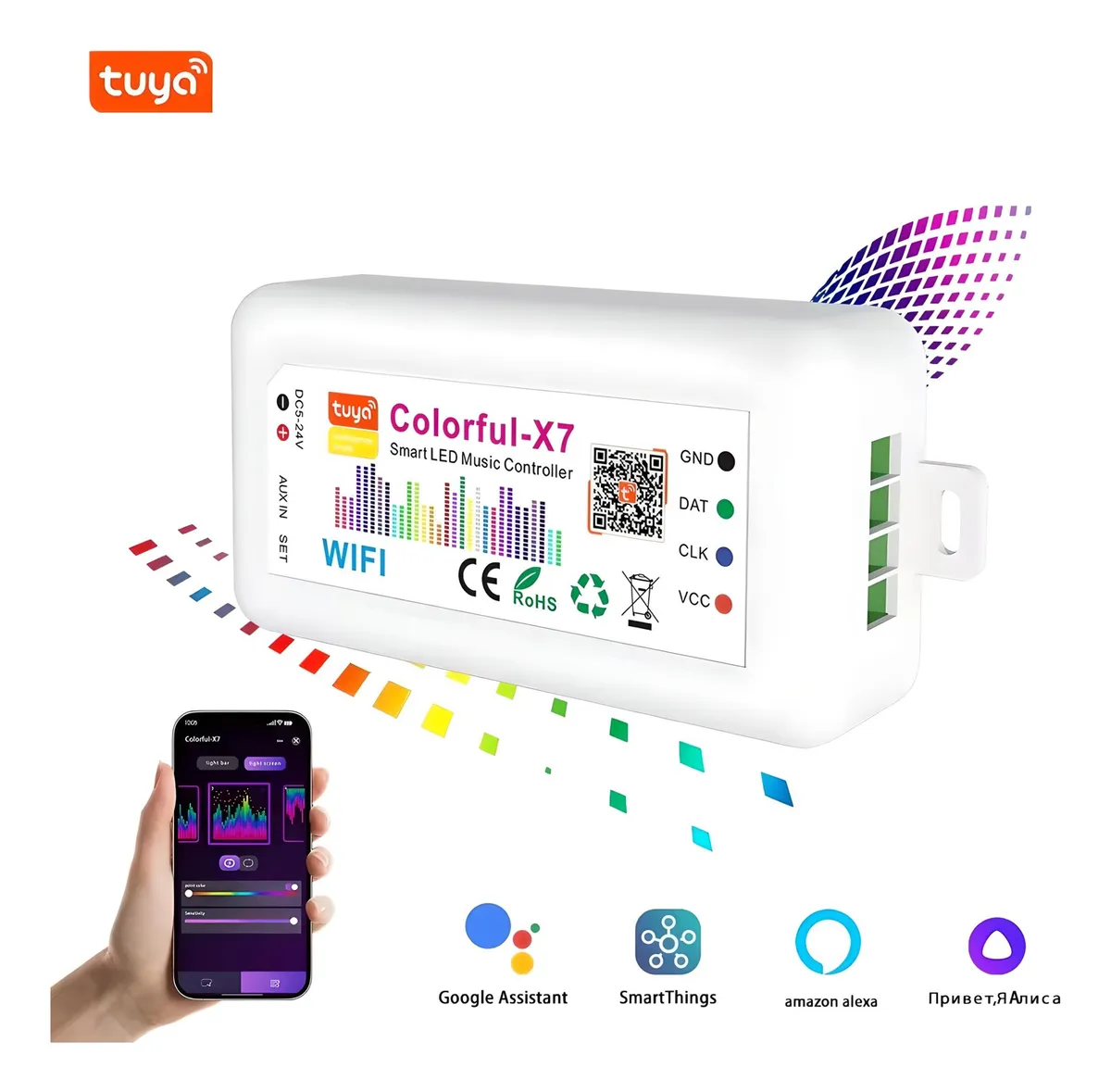 Controlador Led Pixel Wifi Colorful Modo Musical Tuya Smart Rgbic