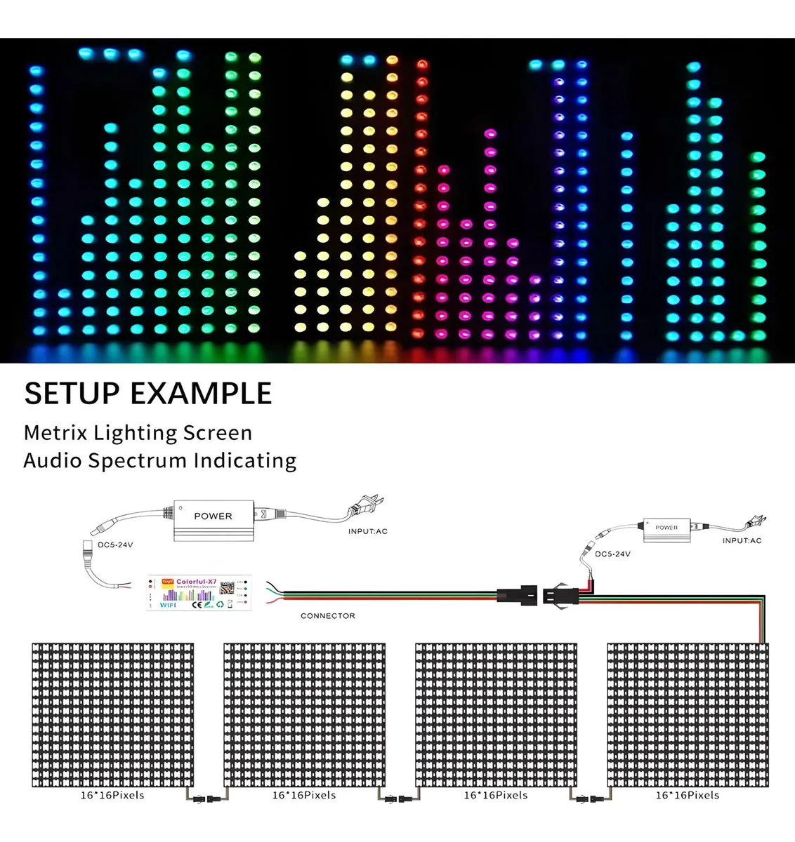 Controlador Led Pixel Wifi Colorful Modo Musical Tuya Smart Rgbic