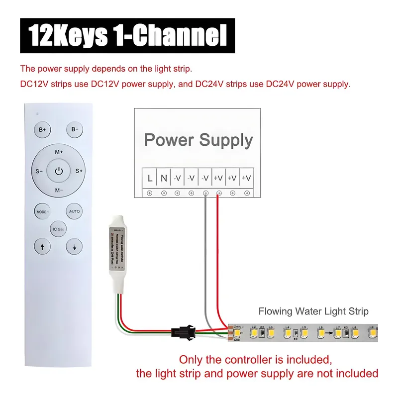 Controlador Negro 1 Canal Led Secuencial Agua Corriendo