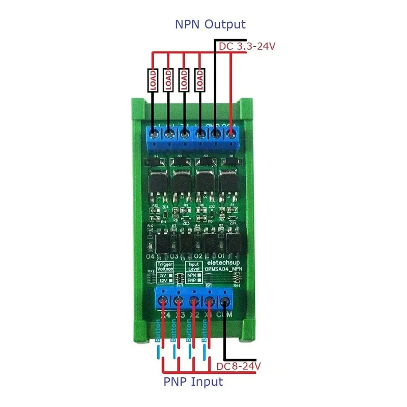 Convertidor Señal Plc Sensor 8 - 24v Pnp A 3.3 - 24v Npn