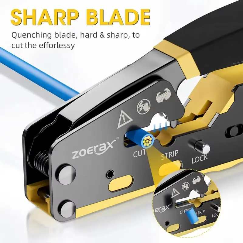 Crimpadora Pinza Passthrough Ponchadora Rj45 Utp Cat5 Cat6 AMARILLA