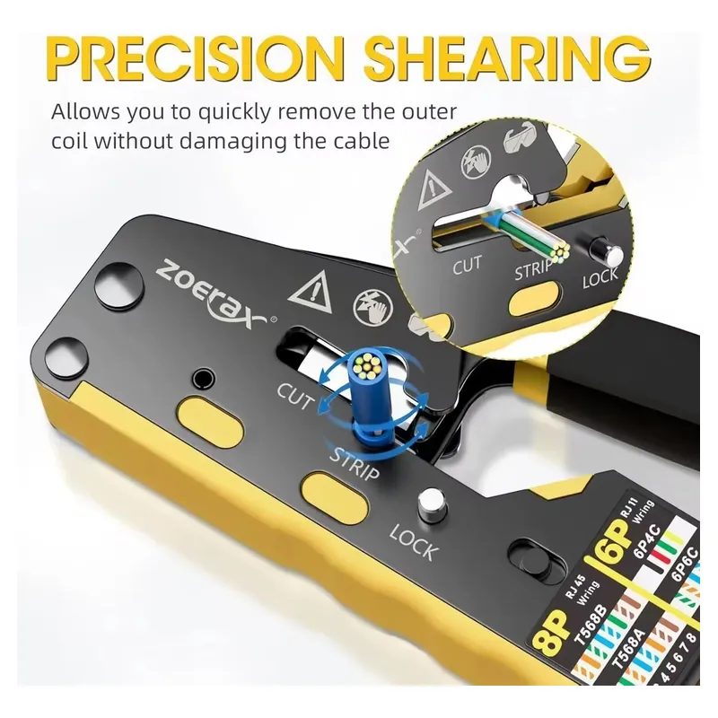 Crimpadora Pinza Passthrough Ponchadora Rj45 Utp Cat5 Cat6 AMARILLA