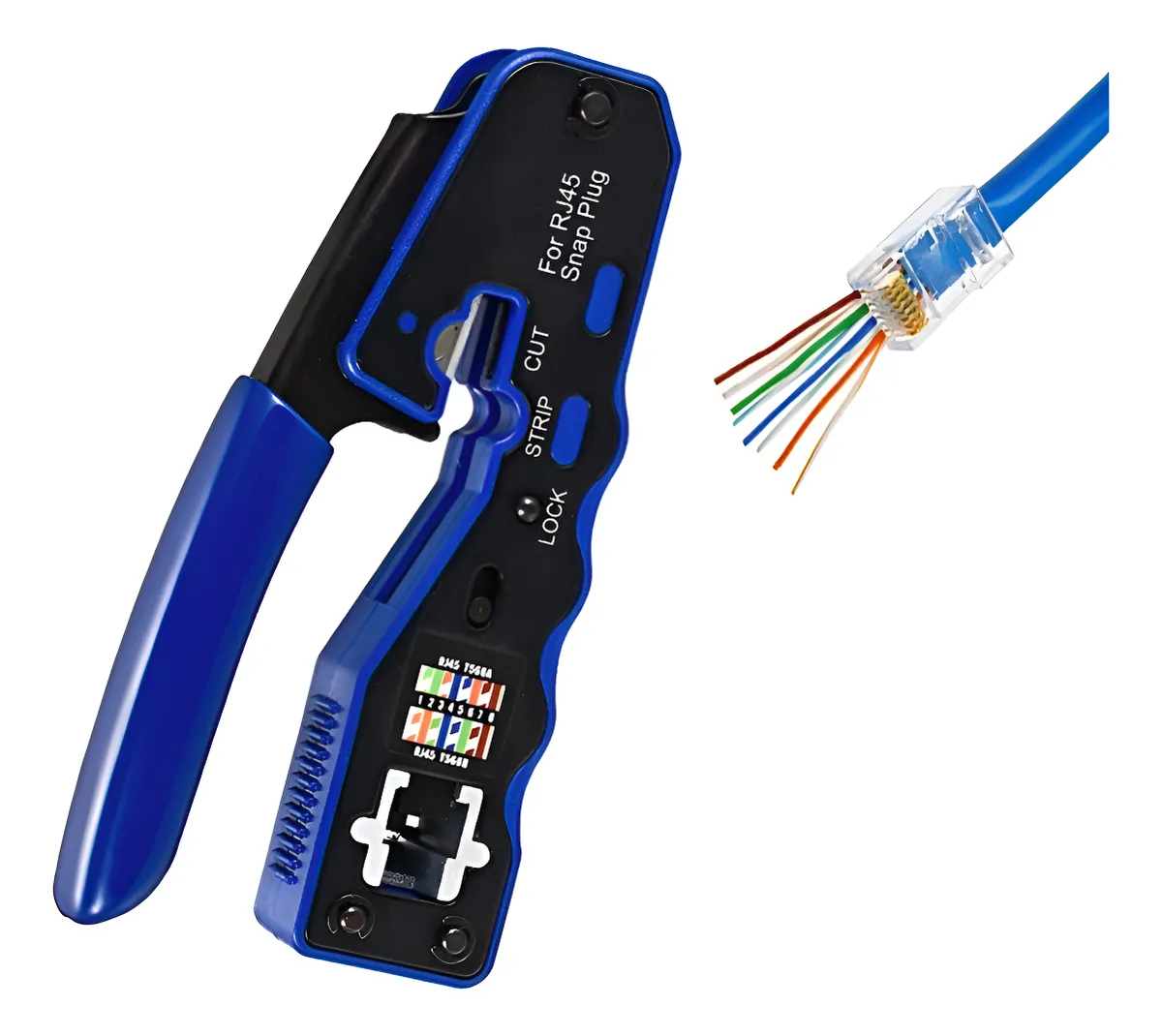 Crimpadora Pinza Passthrough Ponchadora Rj45 Utp Cat5 Cat6 AZUL
