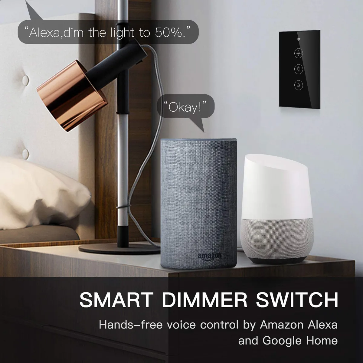Dimmer Atenuador Inteligente Touch Wifi Smart Life Negro