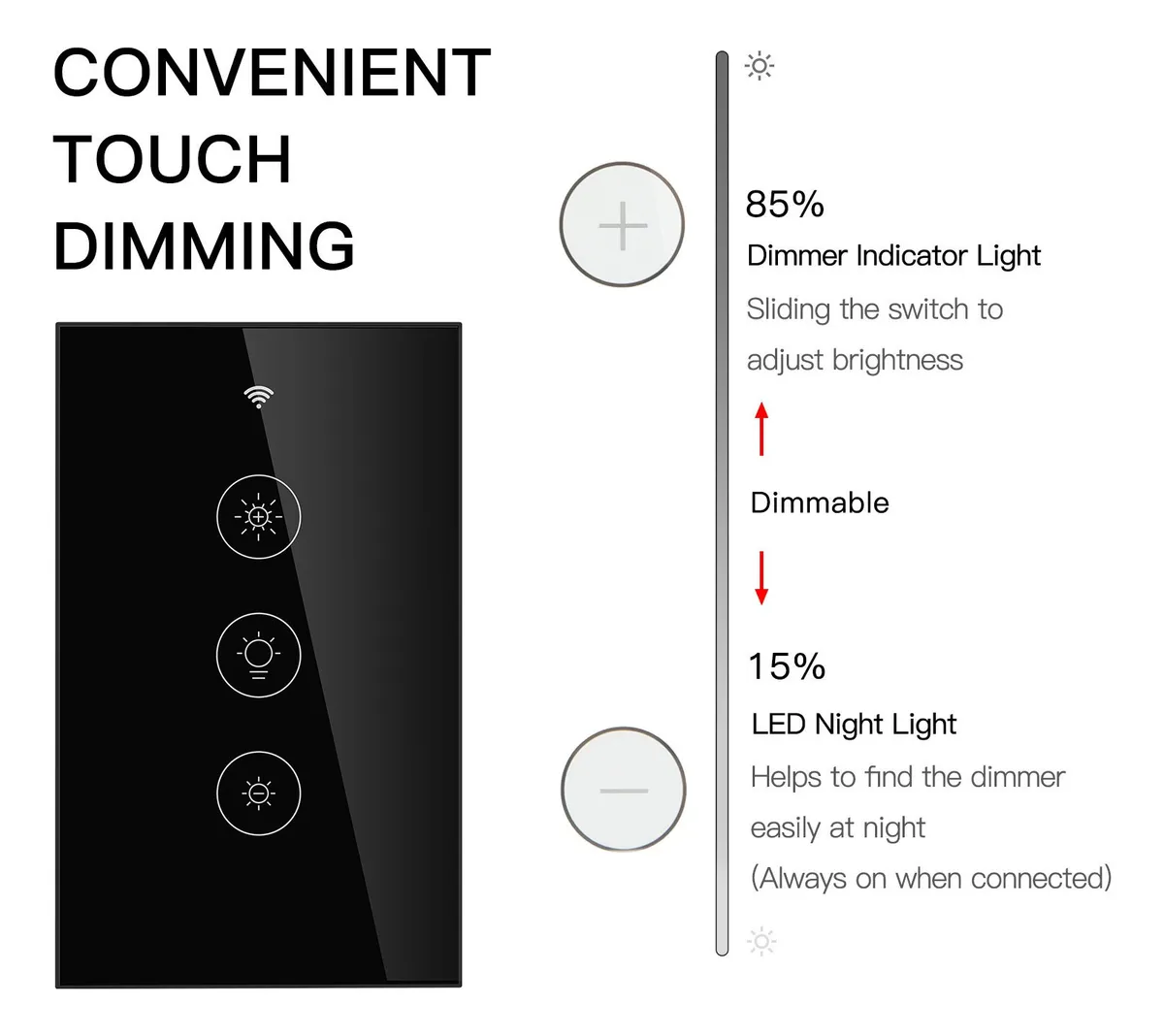 Dimmer Atenuador Inteligente Touch Wifi Smart Life Negro