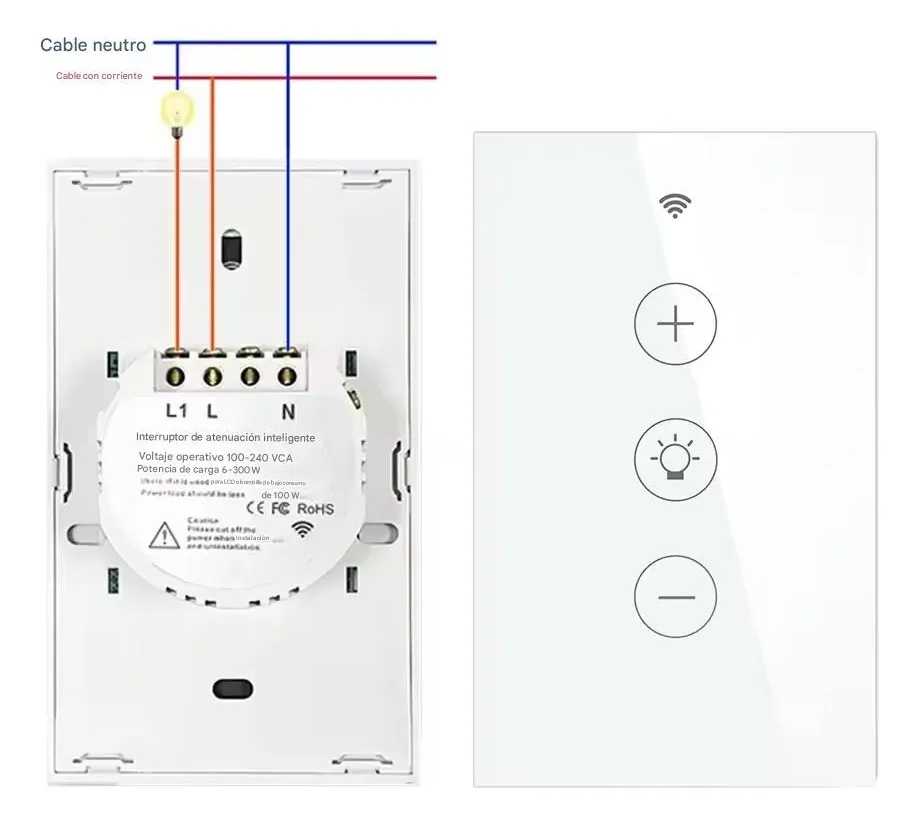 Dimmer Atenuador Inteligente Touch Wifi Tuya Smart Life Blanco