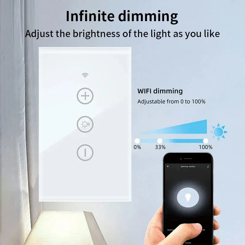 Dimmer Atenuador Inteligente Touch Wifi Tuya Smart Life Blanco