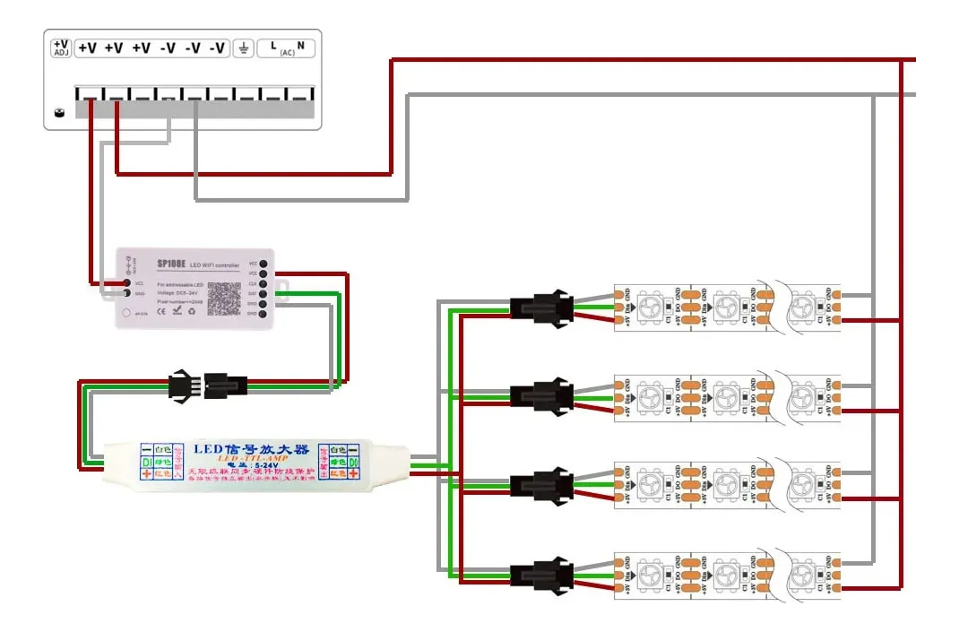 Divisor Amplificador Tira Led Digital Pixel 4 Canales Rgbic