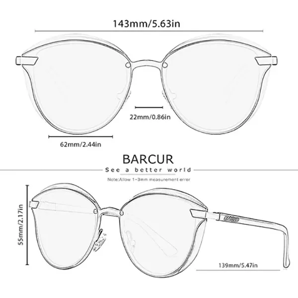 Gafas De Sol Polarizadas Mujer Barcur Bc8705 Uv400 Moradas Liso Morado Dorado Negro