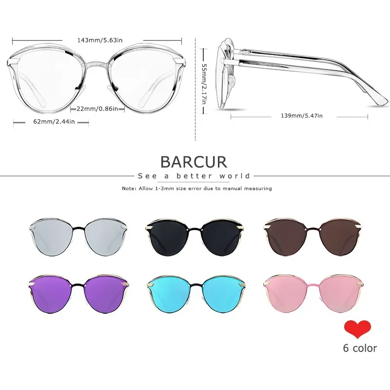 Gafas De Sol Polarizadas Mujer Barcur Bc8705 Uv400 Moradas Liso Morado Dorado Negro
