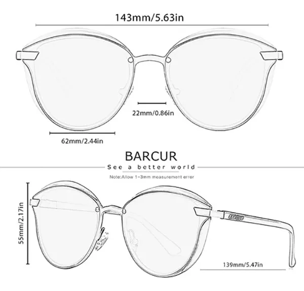 Gafas De Sol Polarizadas Mujer Barcur Bc8705 Uv400 Rosa Liso Dorado Negro