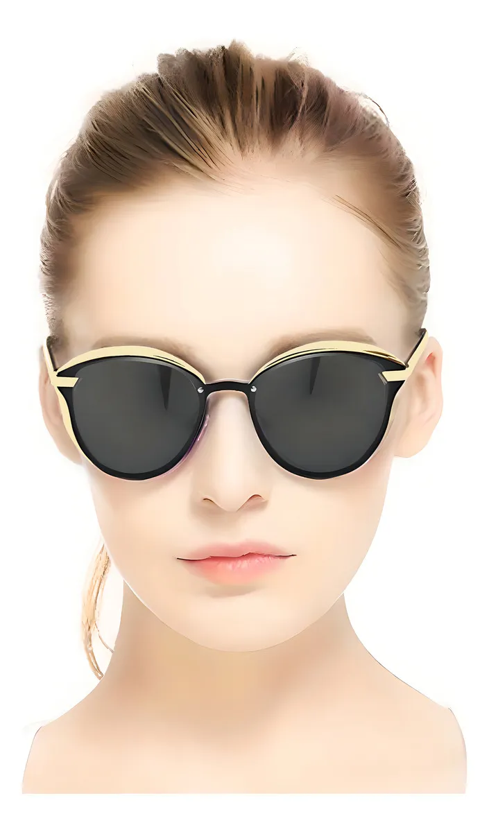Gafas De Sol Polarizadas Mujer Barcur Cat Eye Bc8705 Uv400 Negro Liso Dorado