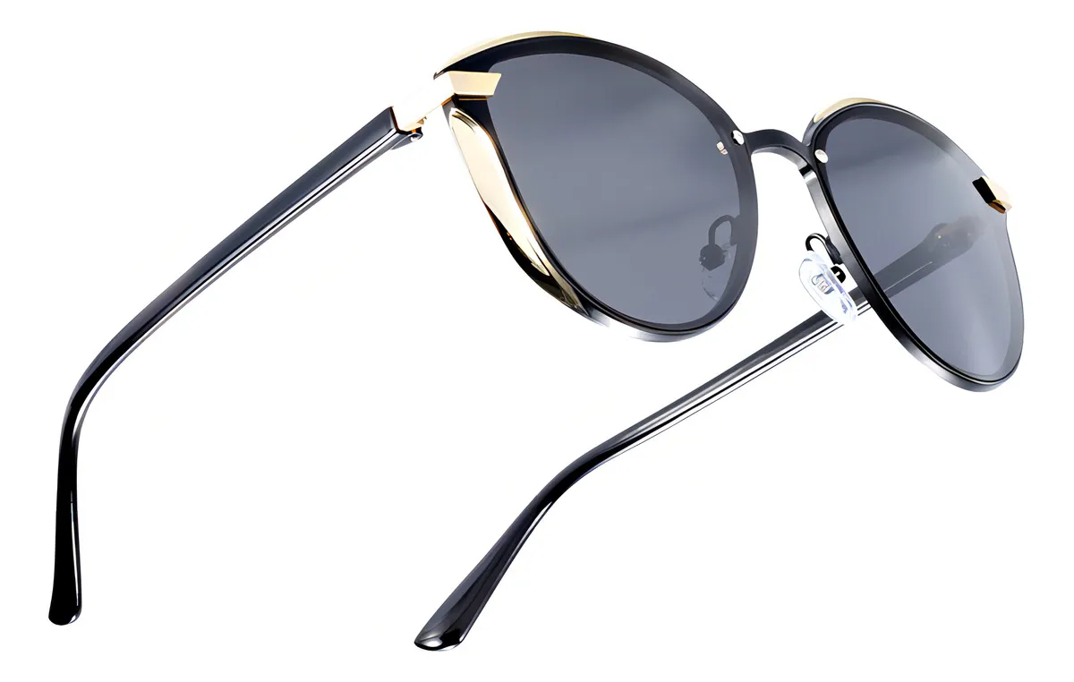 Gafas De Sol Polarizadas Mujer Barcur Cat Eye Bc8705 Uv400 Negro Liso Dorado