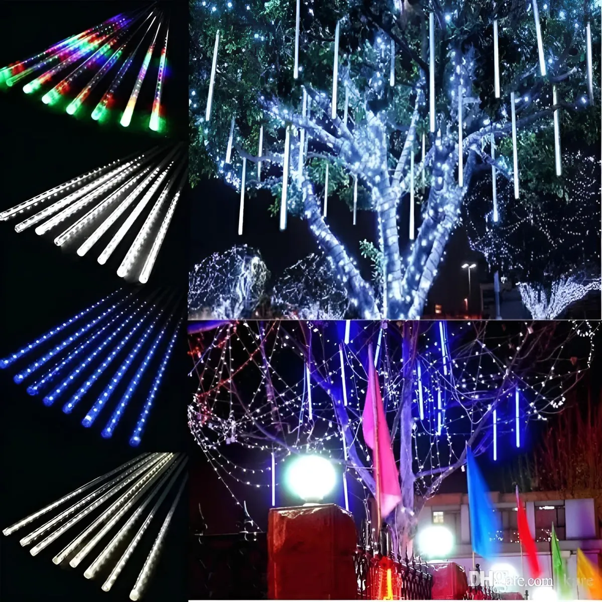 Guirnalda 8 tubos Led Lluvia De Meteoros Luces Elige Largo 30cm Y 50cm