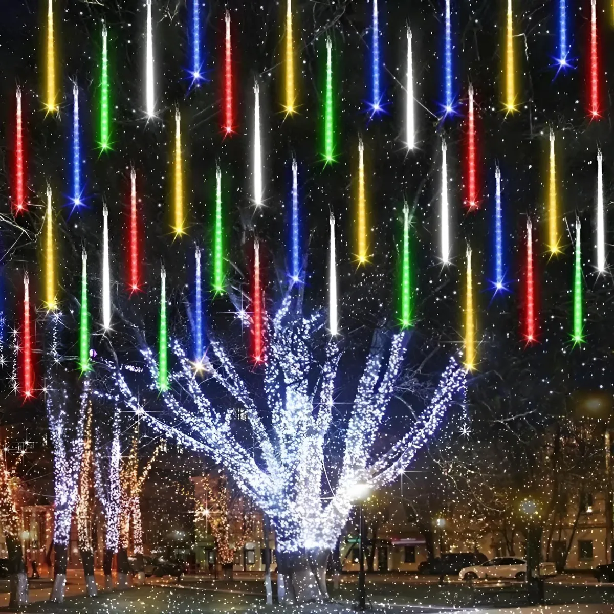 Guirnalda 8 tubos Led Lluvia De Meteoros Luces Elige Largo 30cm Y 50cm