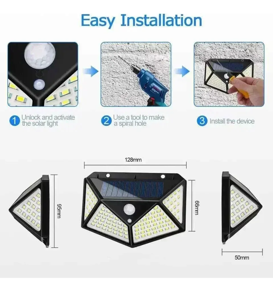 Hogar Jardin Lampara Solar Impermeable 100 Led Negro