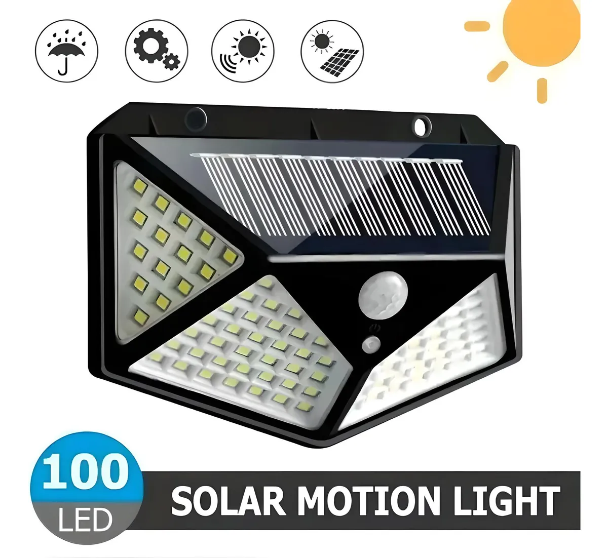 Hogar Jardin Lampara Solar Impermeable 100 Led Negro