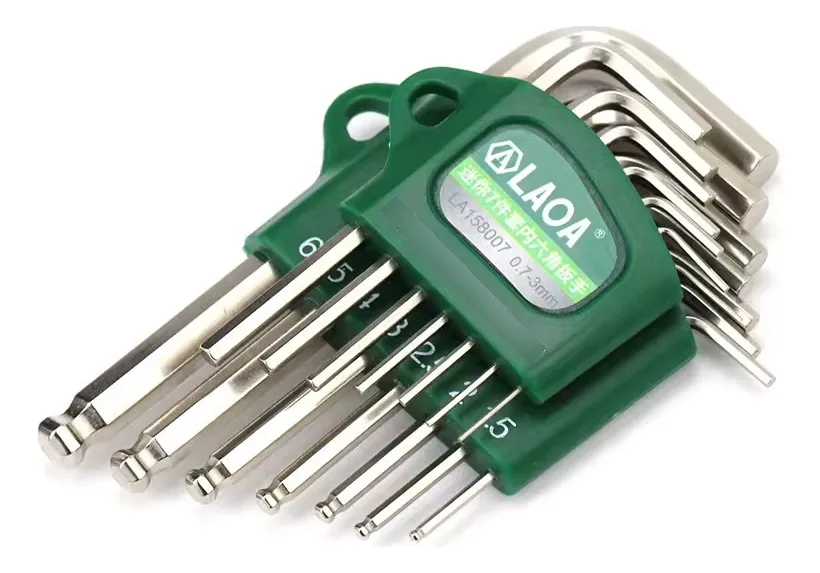 Kit Llaves Allen Miniatura Hexagonal Acero 0,7mm A 3mm Plateado
