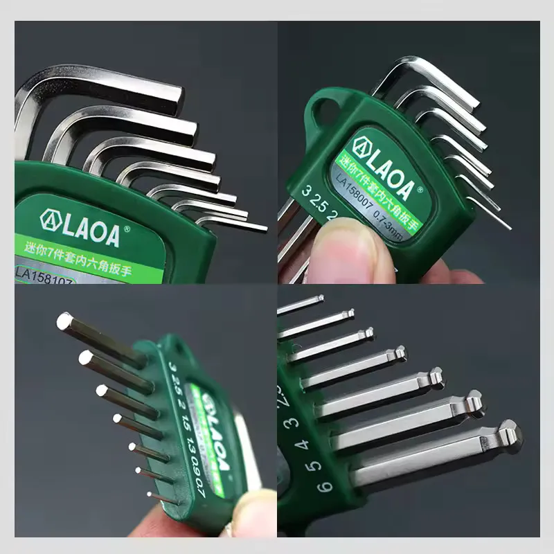 Kit Llaves Allen Miniatura Hexagonal Acero 0,7mm A 3mm Plateado