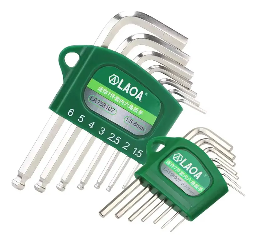 Kit Llaves Allen Miniatura Hexagonal Acero 0,7mm A 3mm Plateado