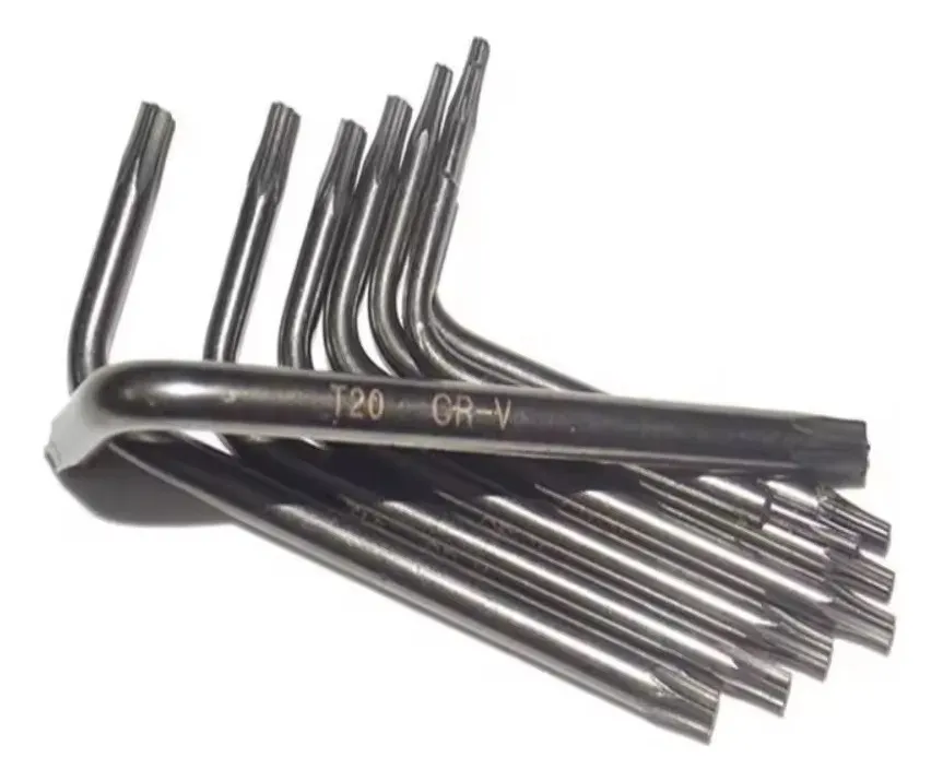 Kit Llaves Torx Miniatura Tipo L Acero De T5 A T20 Plateado